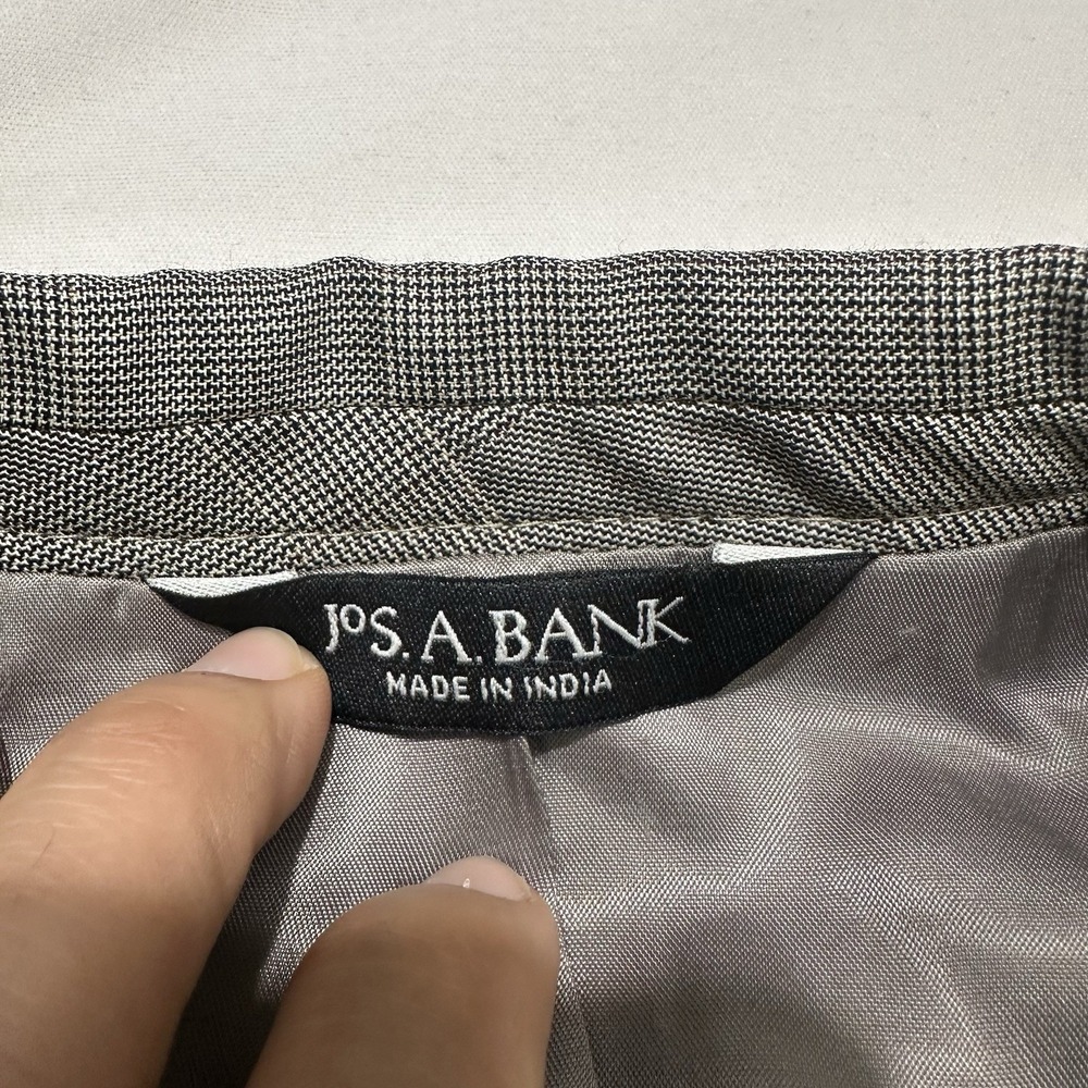 Jos. A. Bank Gray Check Wool Men's Blazer 48 Regular Single-Breasted Two-Button - Picture 3 of 15